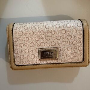 Guess Cream and Tan Women's Wallet